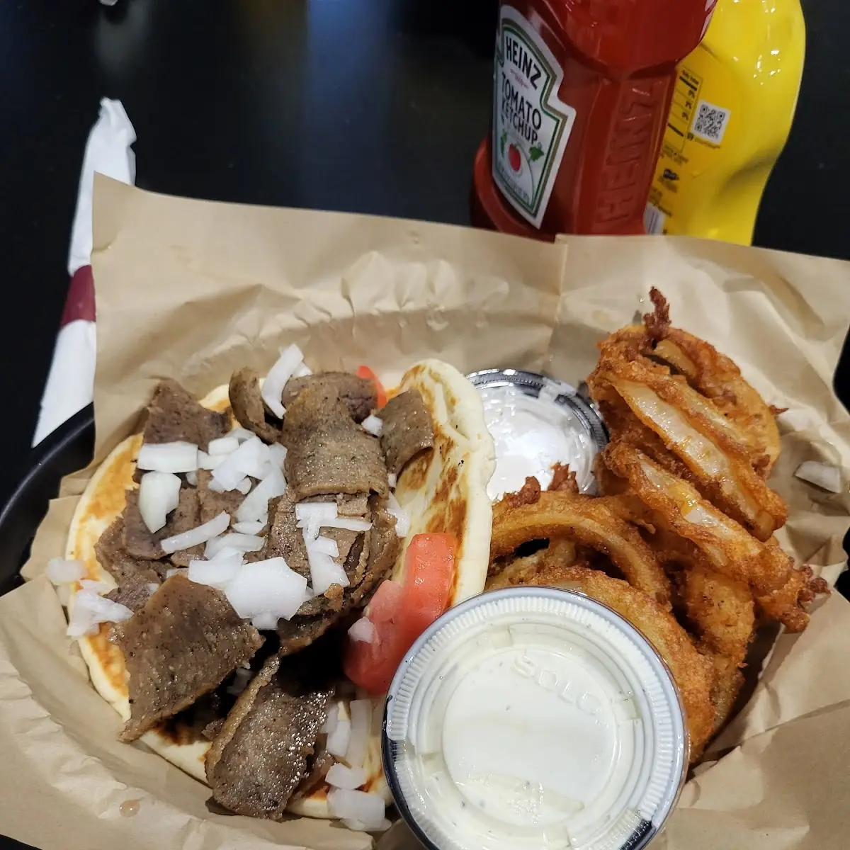 Gyro Platter with Onion Rings