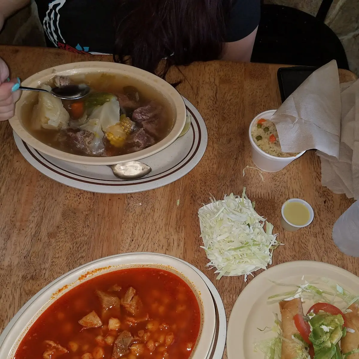 Pozole Rojo and Caldo De Rez