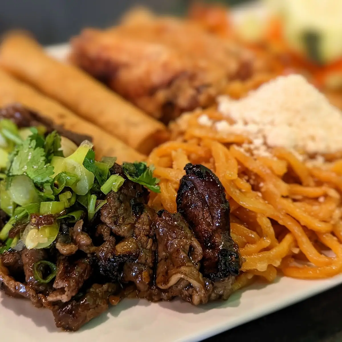 Grilled Beef Korean Short-Rib w Pork Egg Roll