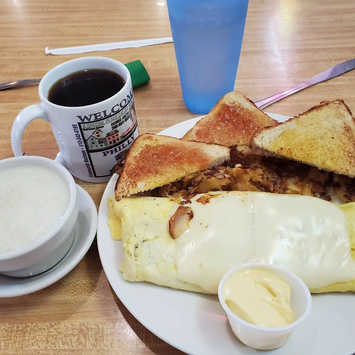 Philly Cheesesteak Omelette with Hash Browns
