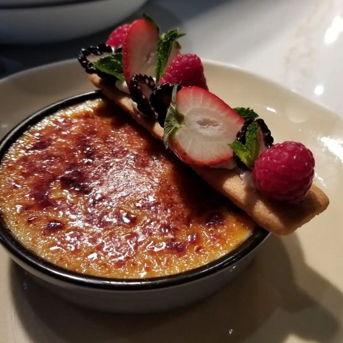 Vanilla Crème Brulee with Milk Zed Berries