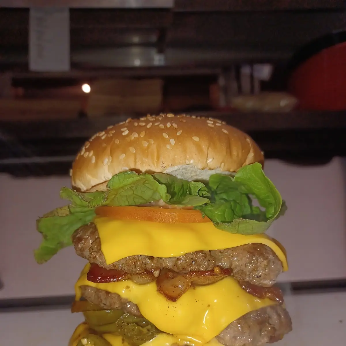 Triple Bacon Burger with Jalapeños