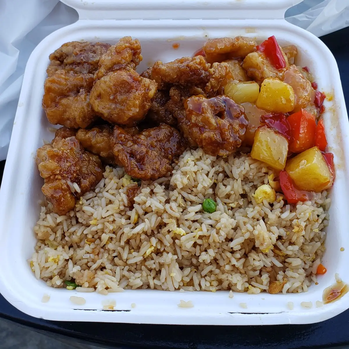 Sweet Fire and Orange Chicken Fried Rice