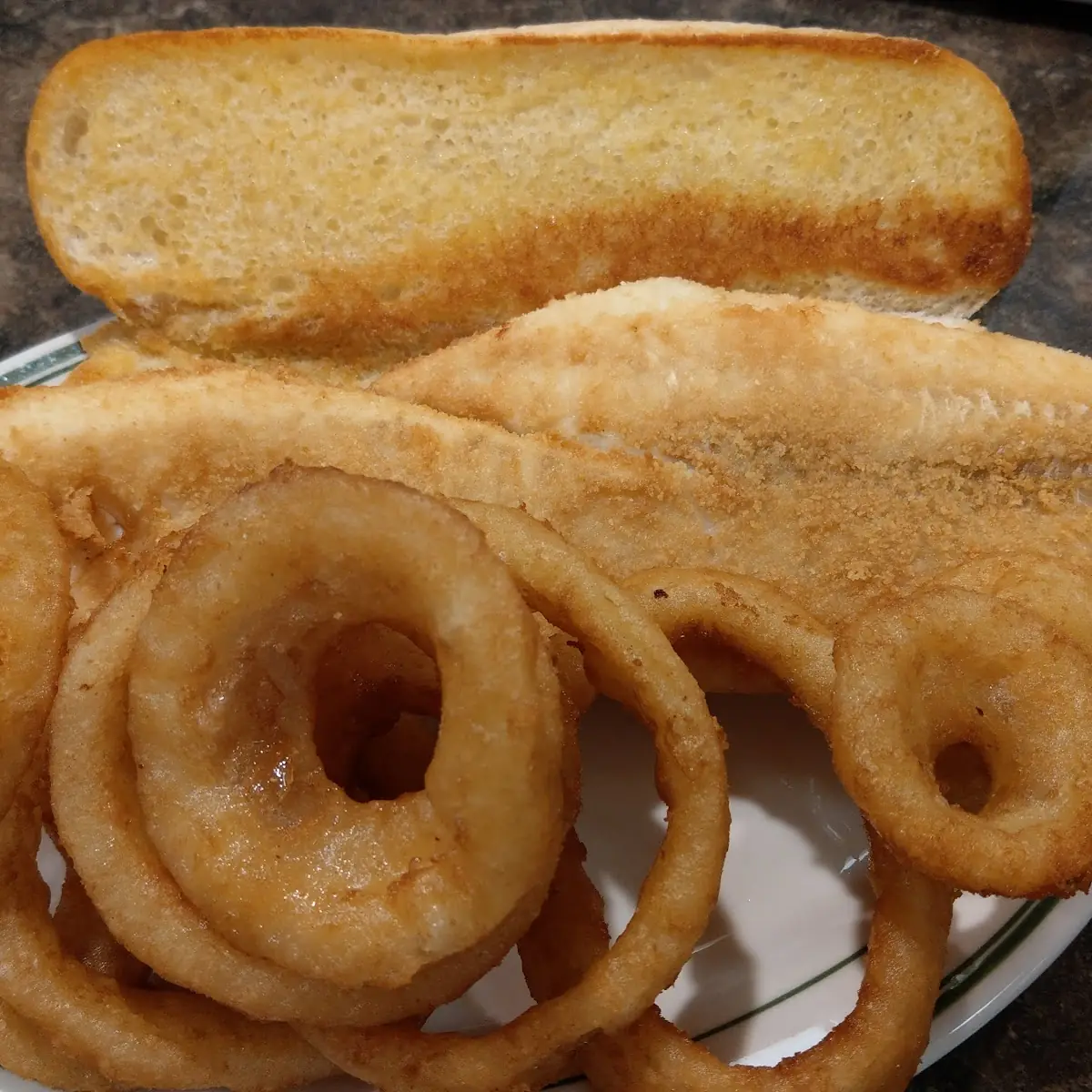 Fish Sandwich with Onion Rings