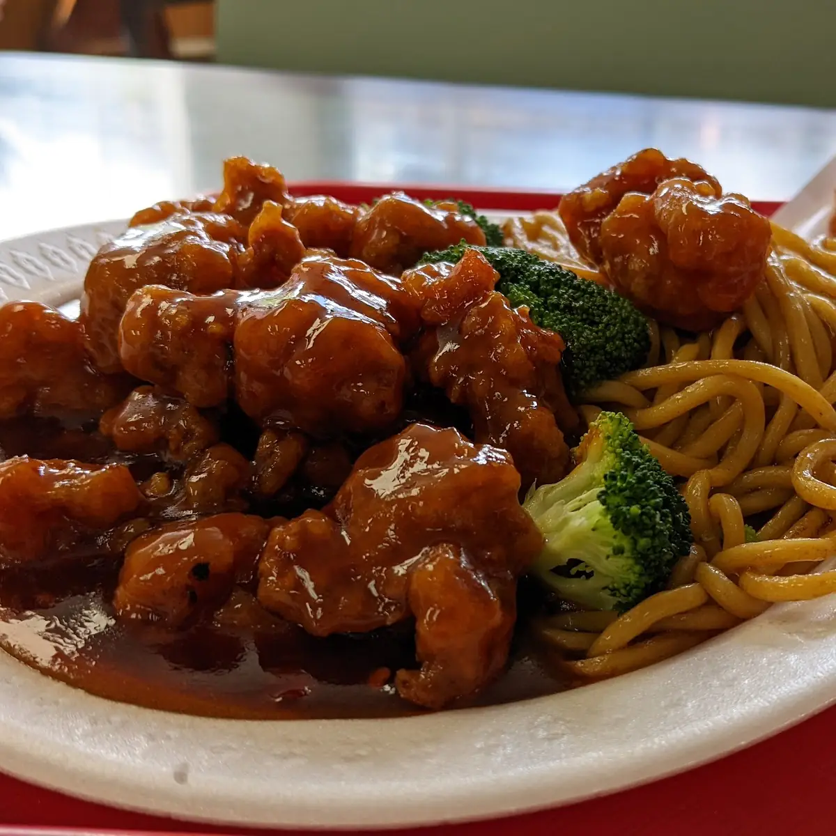 General TSO's Chicken Lunch Version with Lo Mein