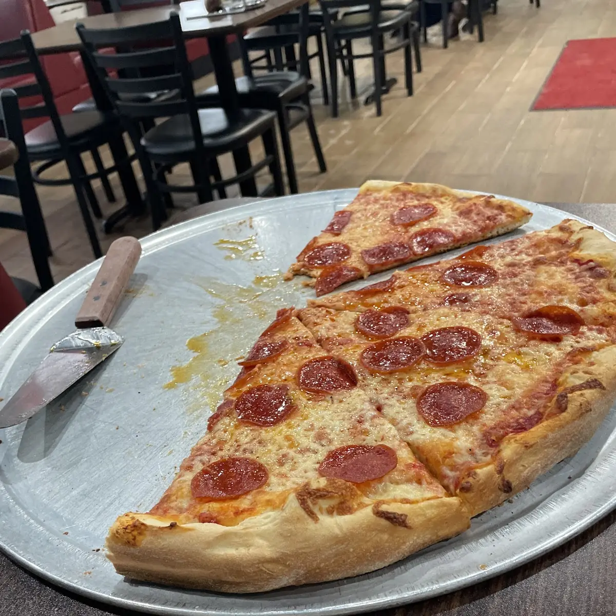 Pepperoni Pizza on Metal Tray