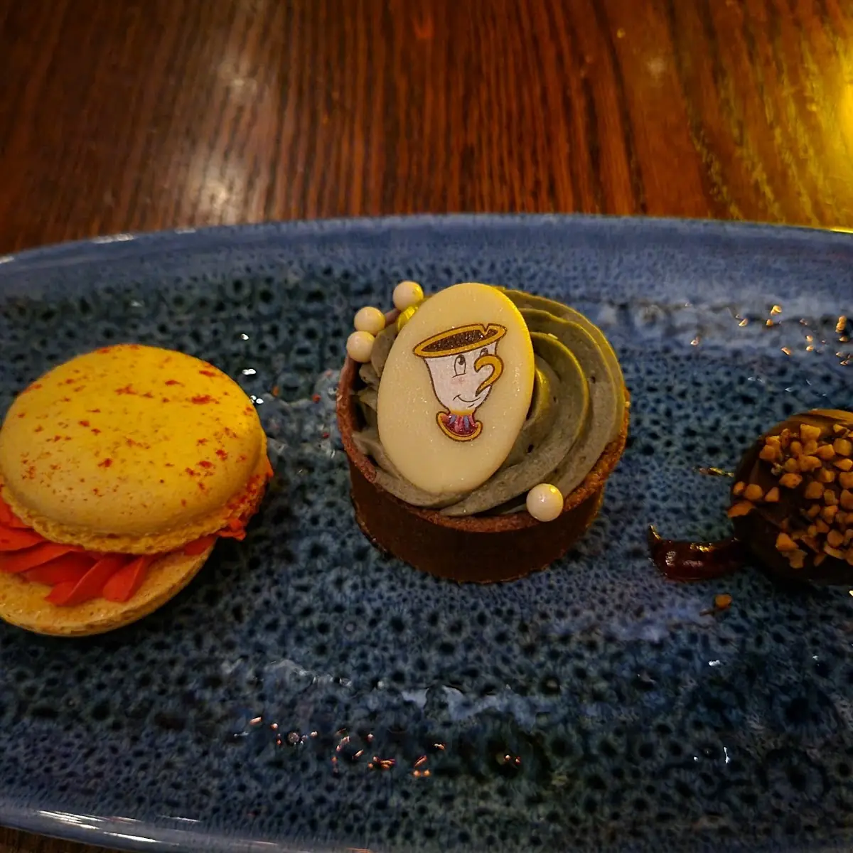 Dessert Trio White Chocolate Chip Chip Macaron and Truffle