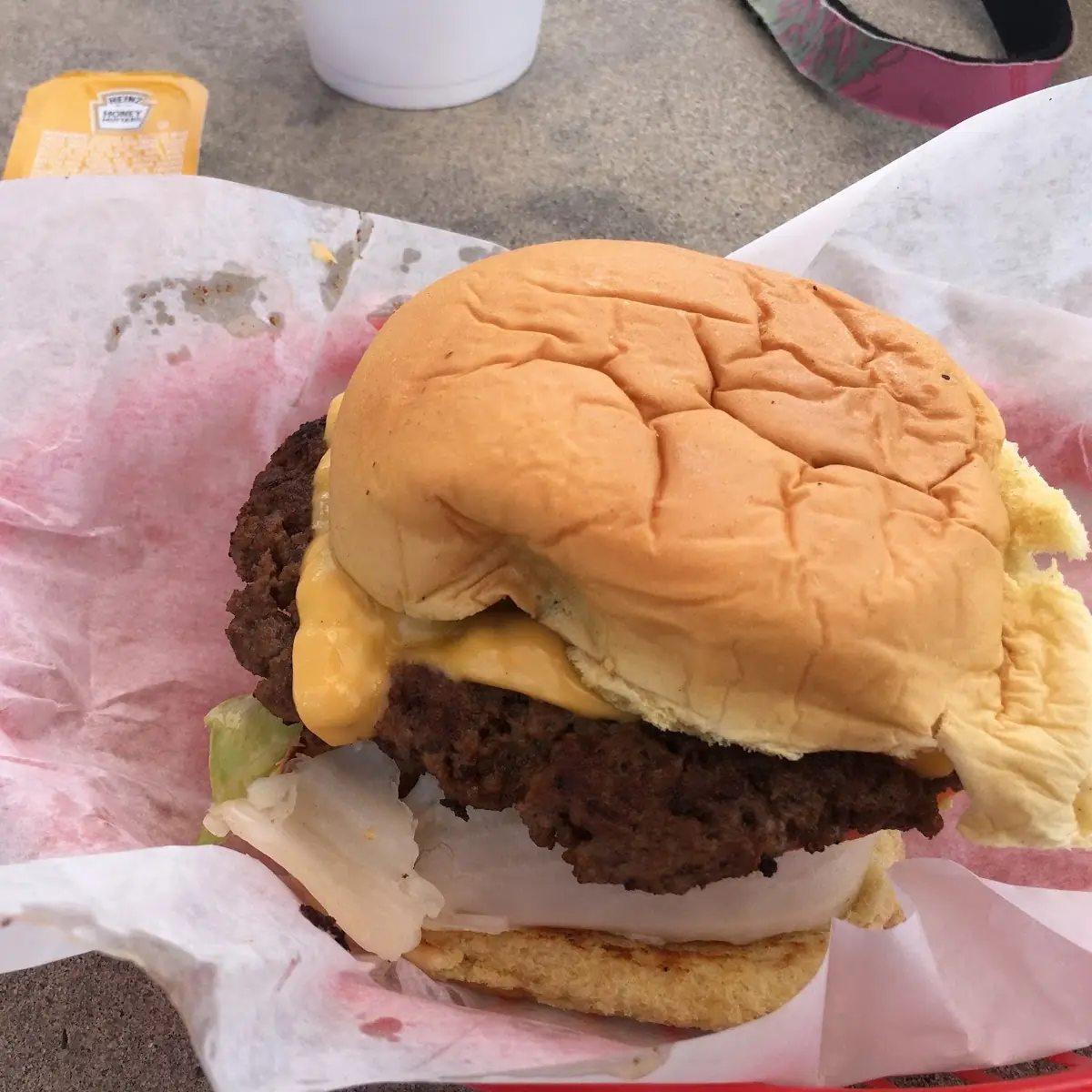Cheeseburger with Lettuce Tomato Onion