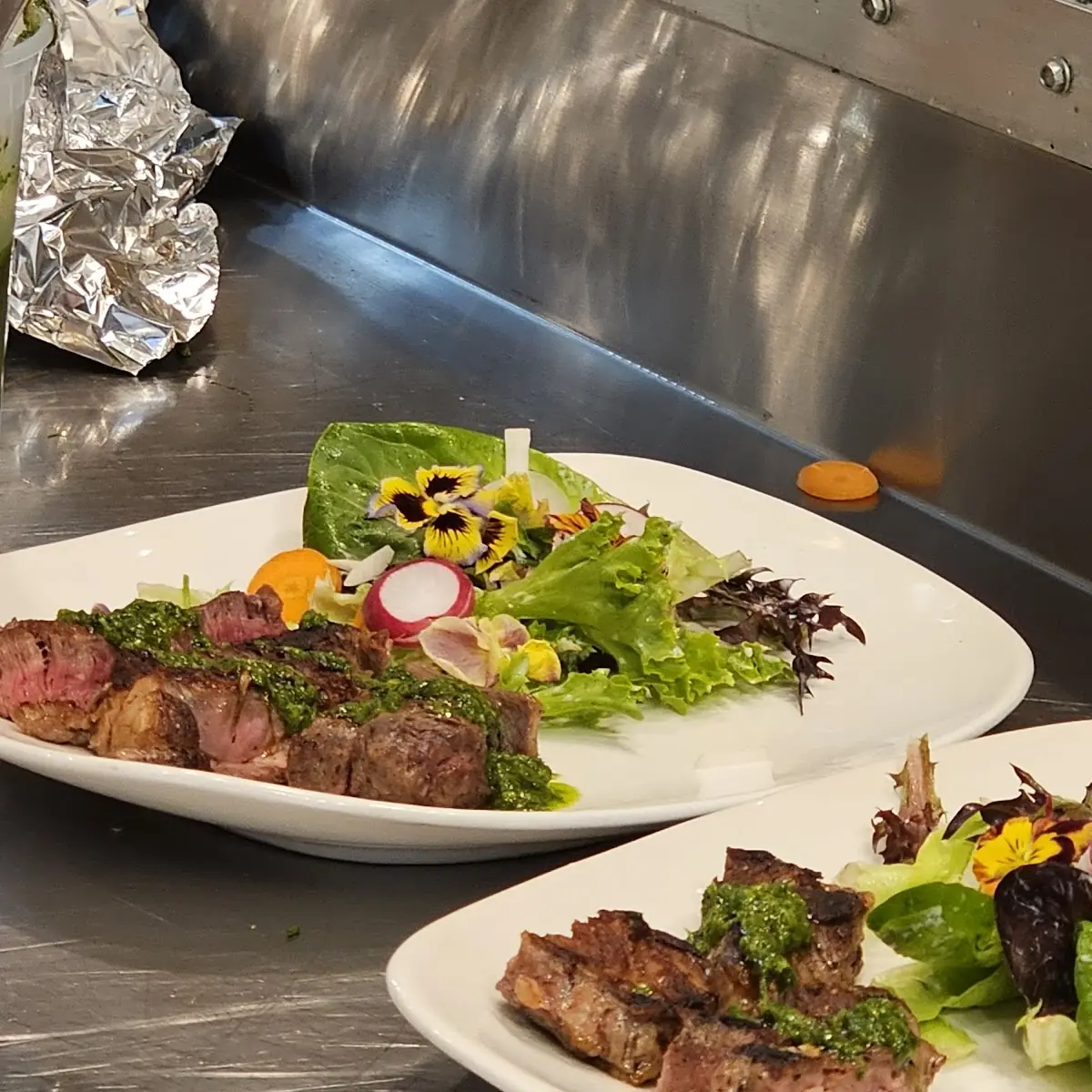 Fried Steak and Salad