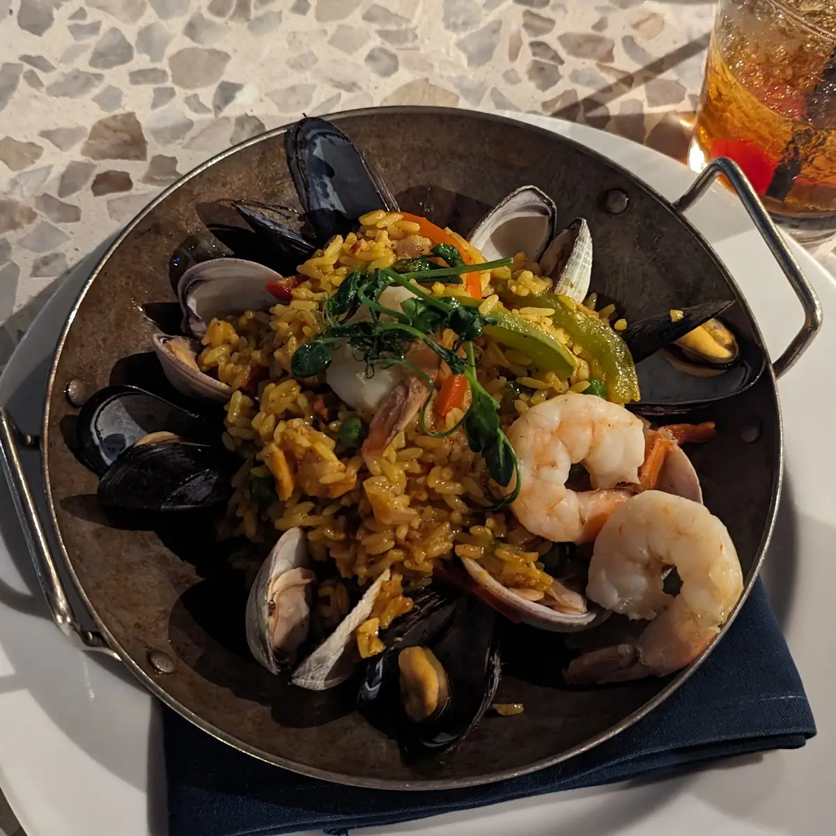Seafood Paella with Clams and Shrimp
