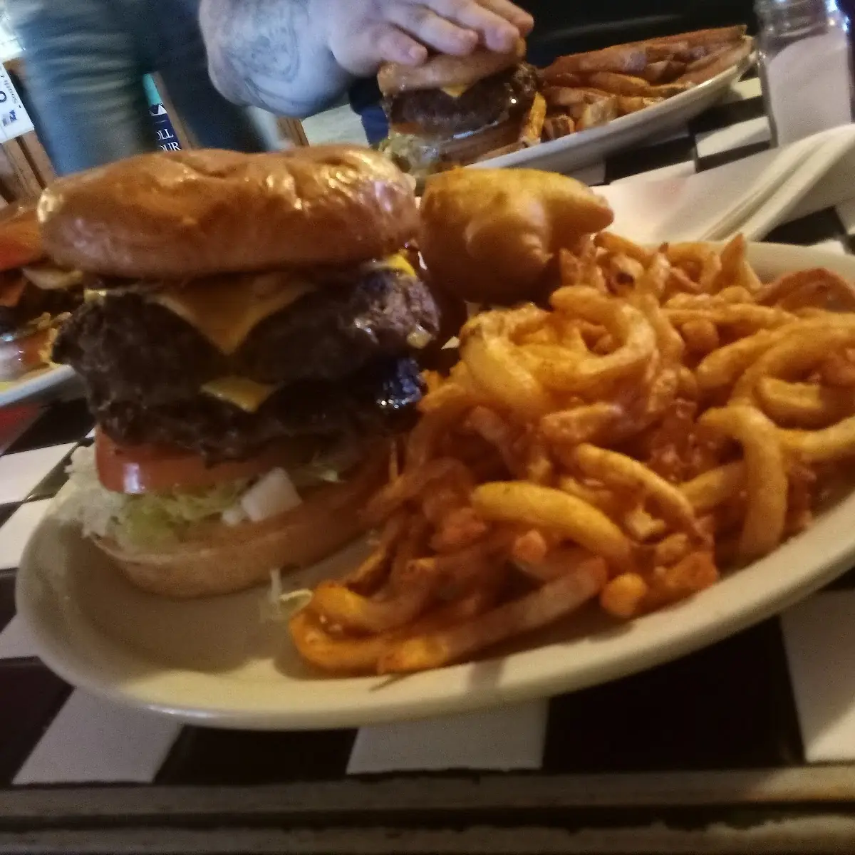 Double Hooshburger and Curly Fries