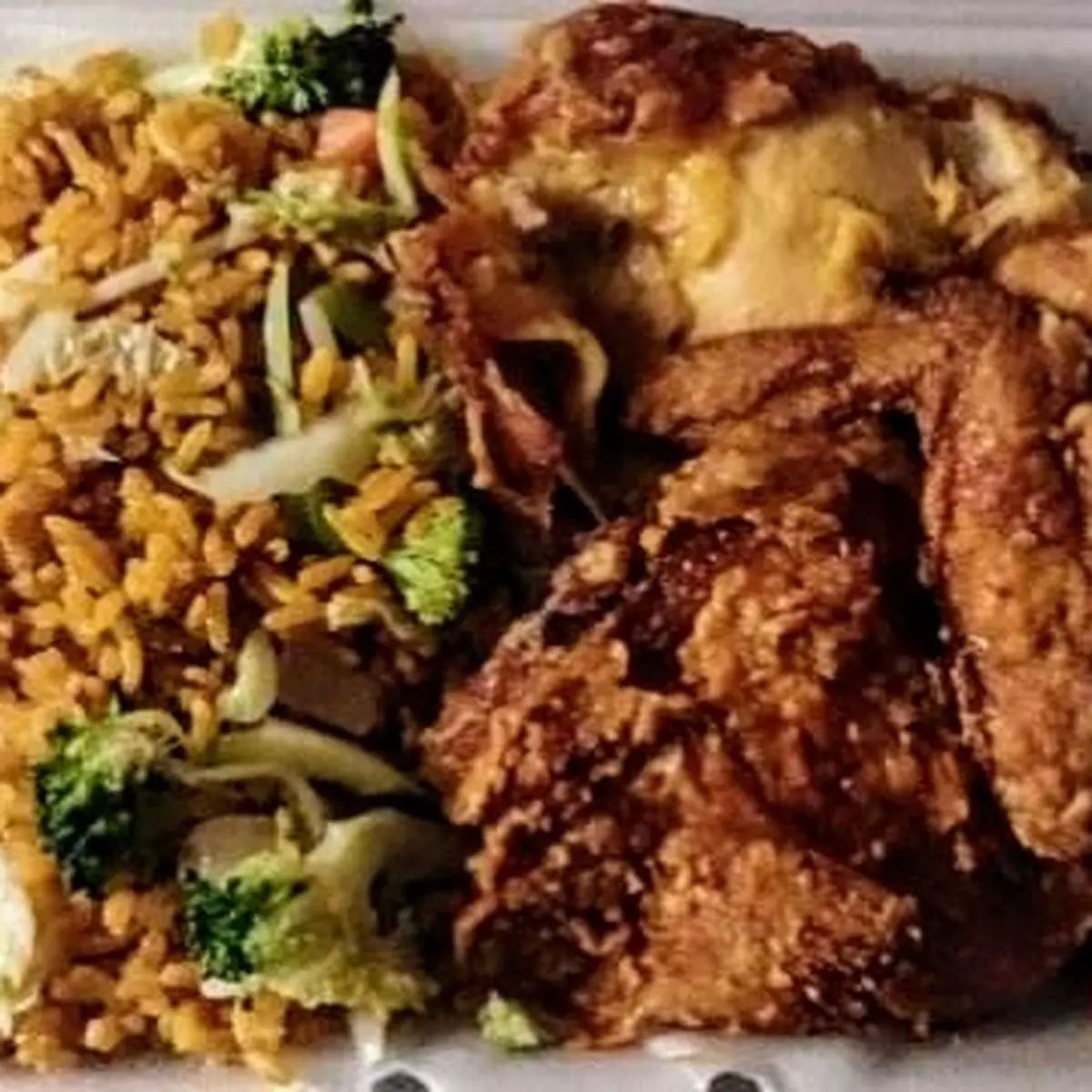 Fried Half Chicken with Vegetable Fried Rice