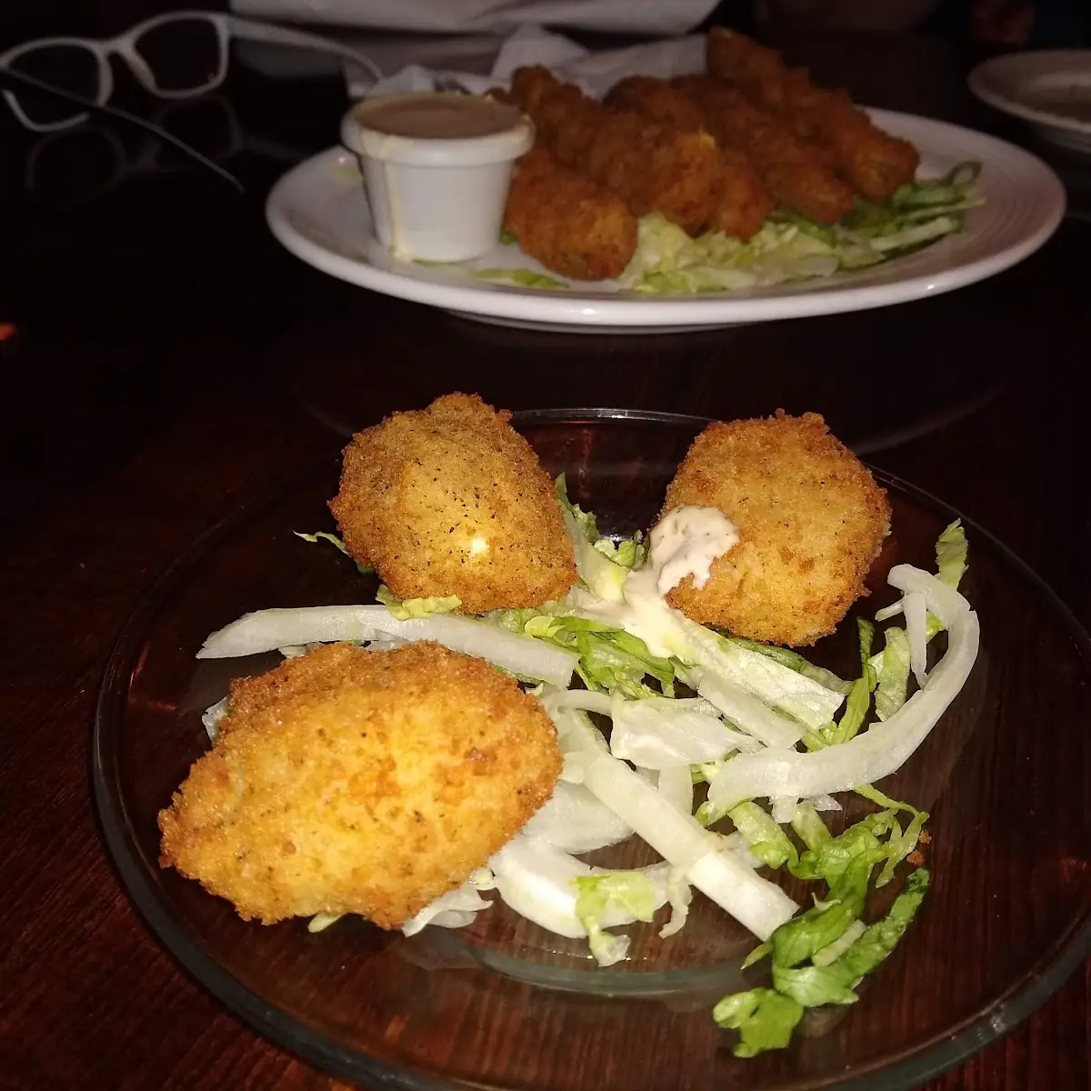 Appetizers Fried Hard Boiled Eggs and Fried Pickles