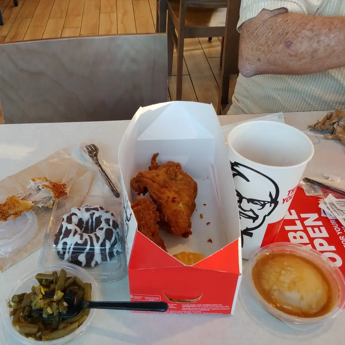 Fried Chicken Dinner & Chocolate Donut