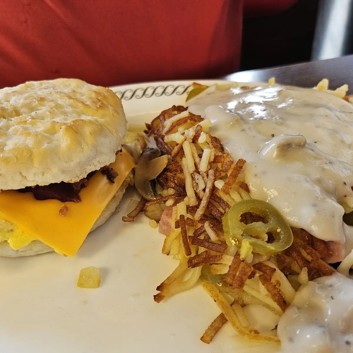 Bacon Egg and Cheese Biscuit and Hashbrowns