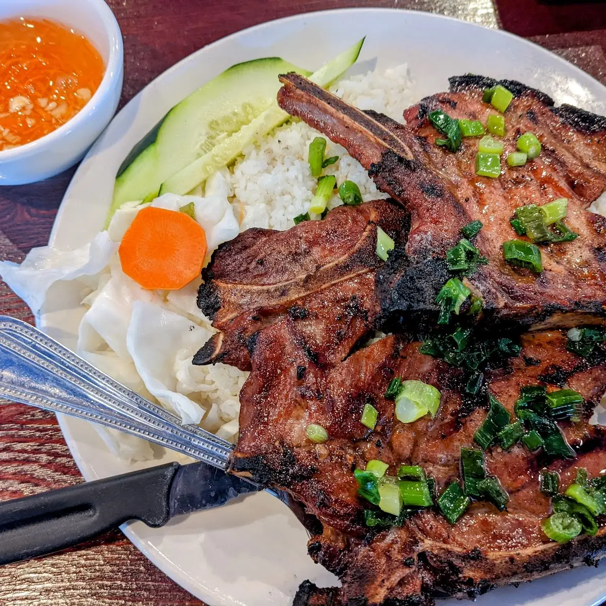 Cơm Sườn Nướng Vietnamese Marinated Charcoal-Grilled Pork Chop with Rice