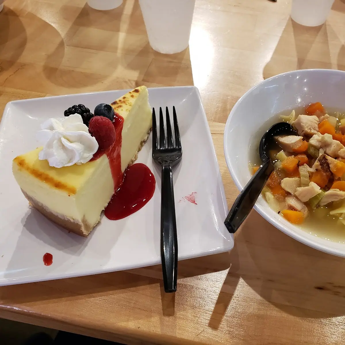 Chicken Noodle Soup & Cheesecake