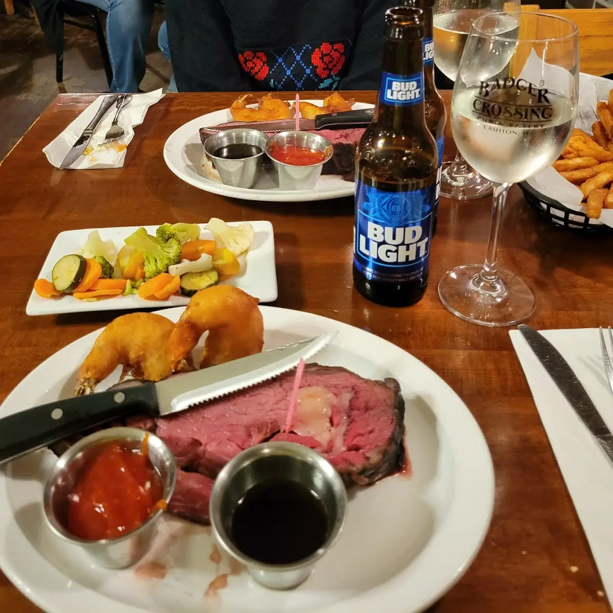 Prime Rib with Batter Fried Shrimp on the Side