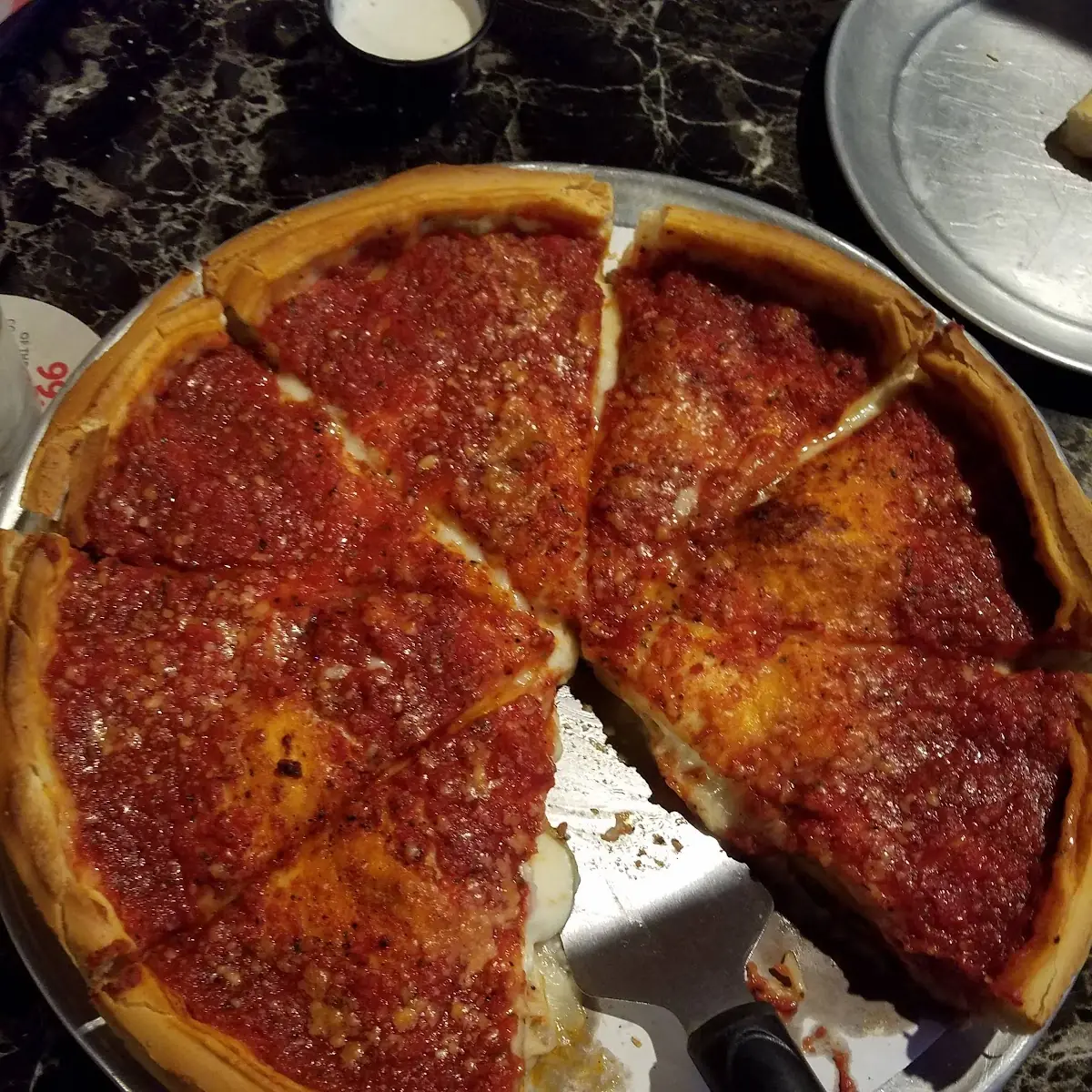 Deep Dish Cheese Sausage and Pepperoni Pizza