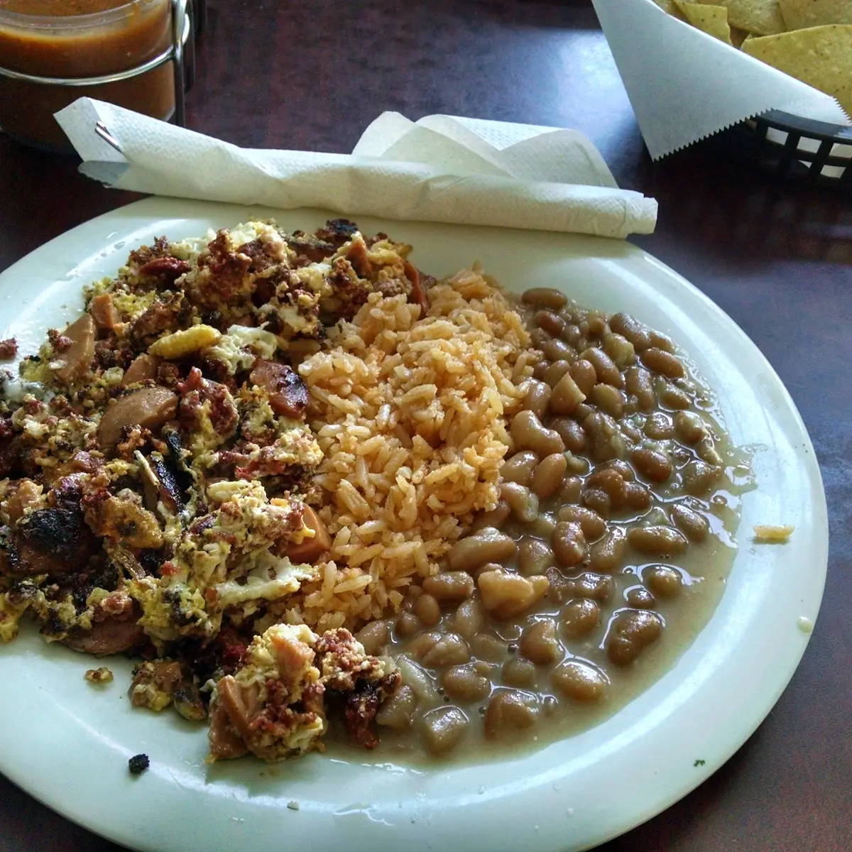 Chorizo Eggs Rice and Beans and Rice
