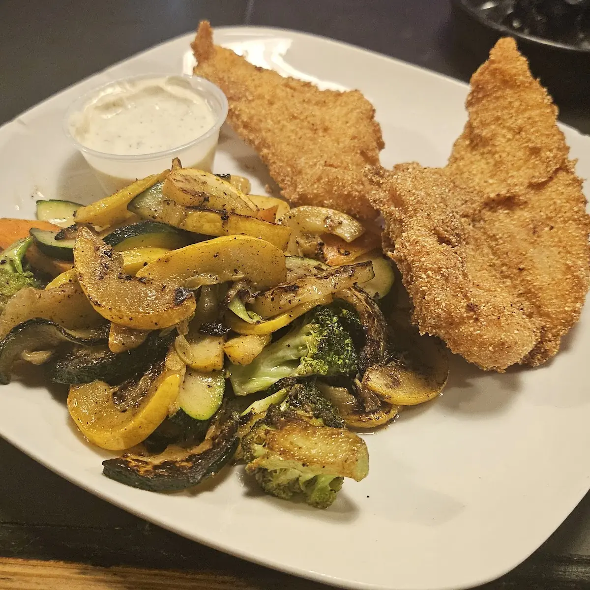 Fried Fish with Grilled Vegetables
