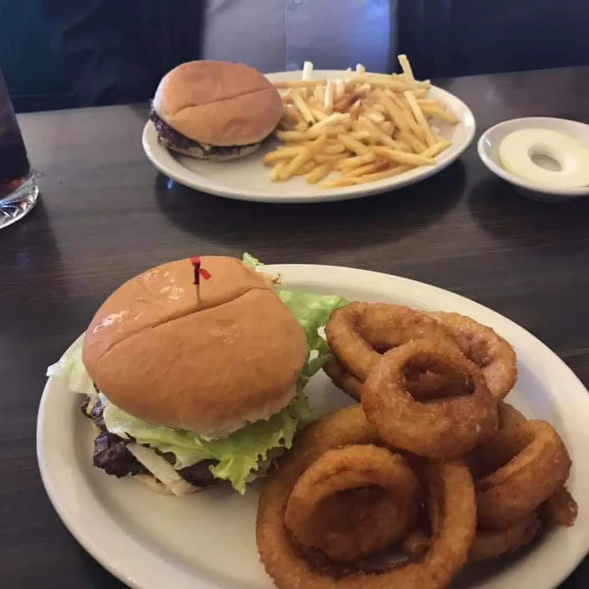 Cheeseburger and Onion Rings
