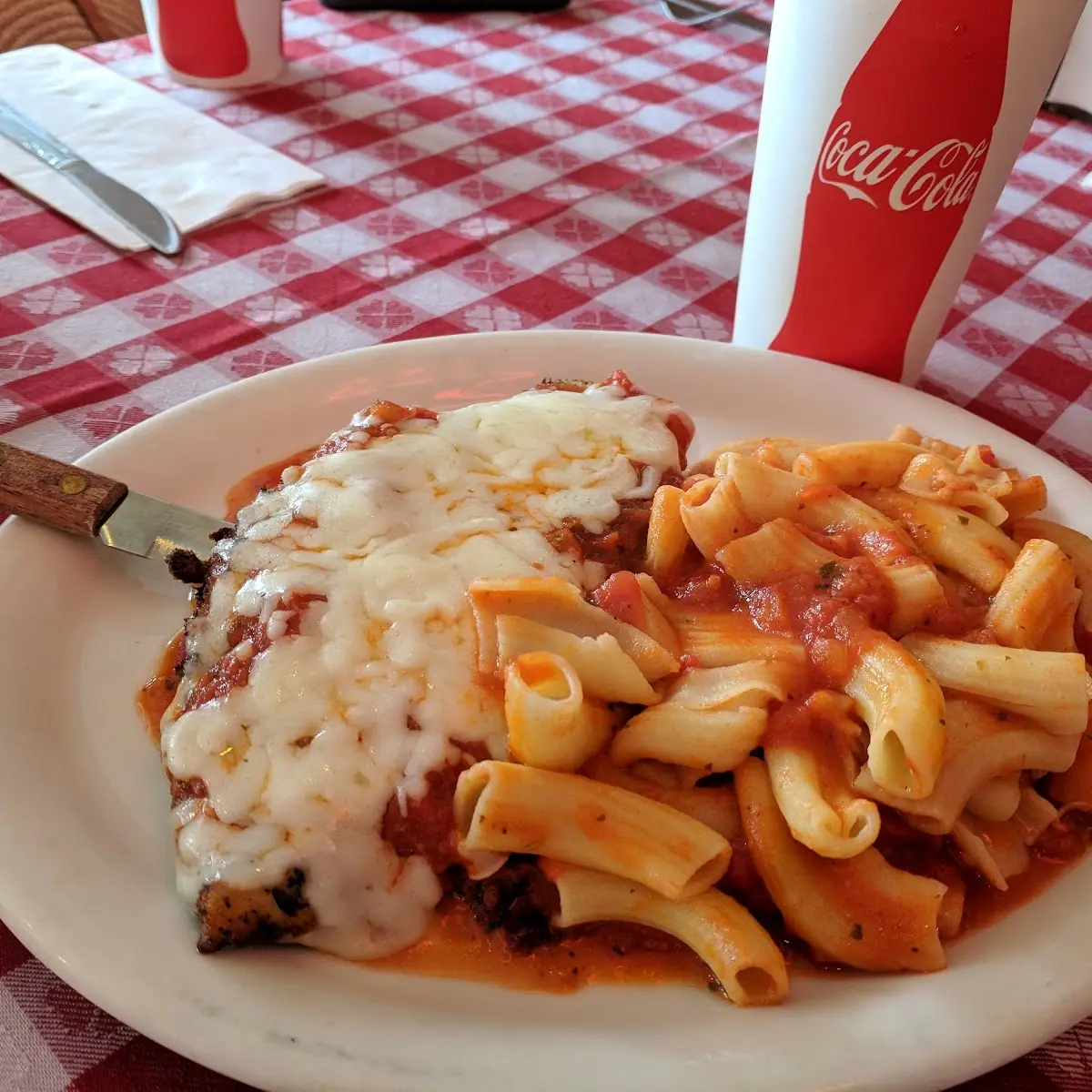 Chicken Parmigiana Entree Includes Soup or Salad as Well as Bread Sticks or Garlic Bread