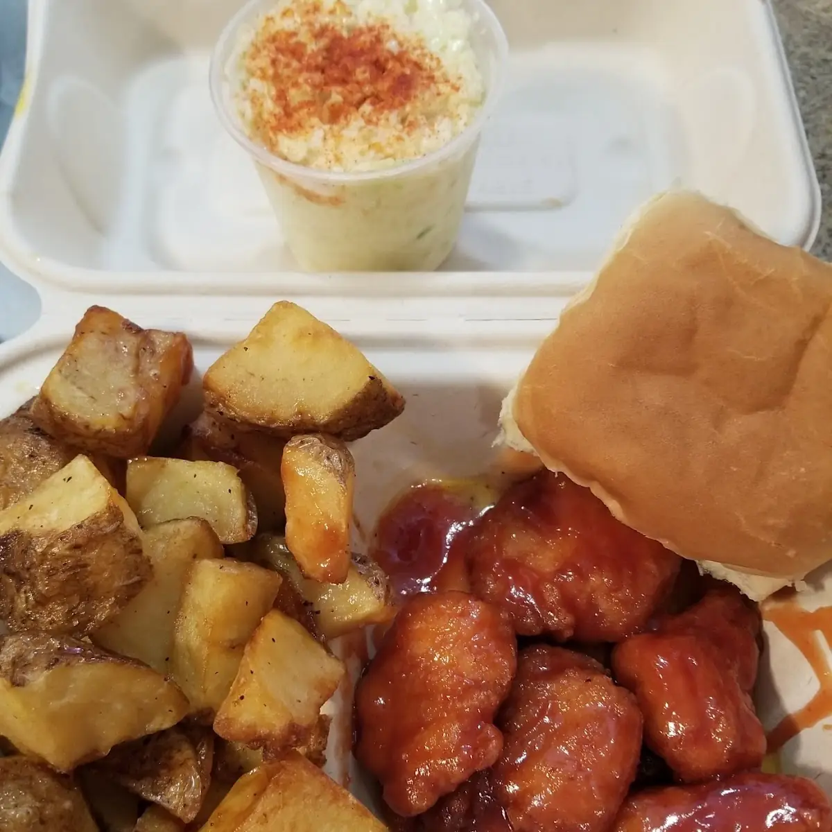 Chicken Bites Snack w BBQ Sauce Added