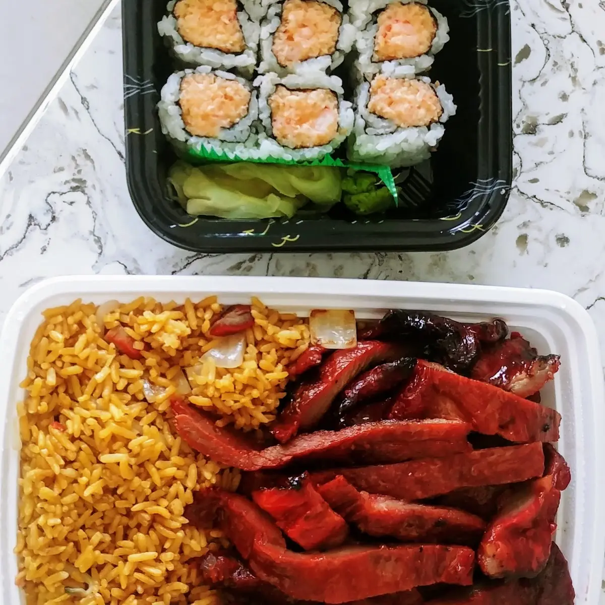 Boneless Spare Ribs Combo and Spicy Lobster Roll
