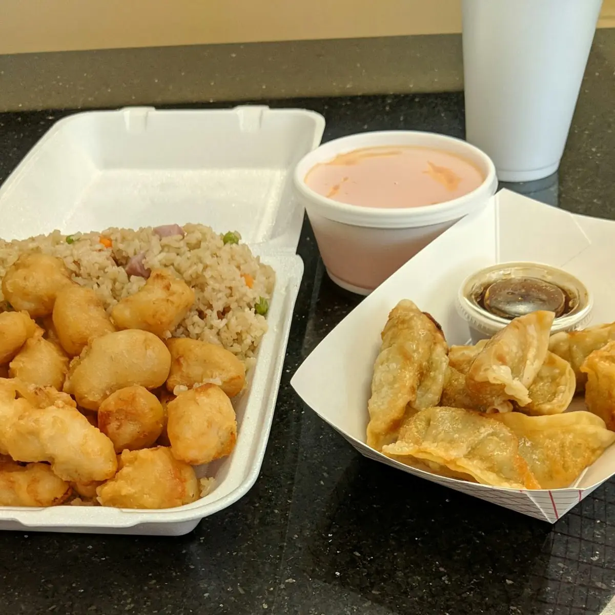 Lemon Chicken and Fried Dumplings