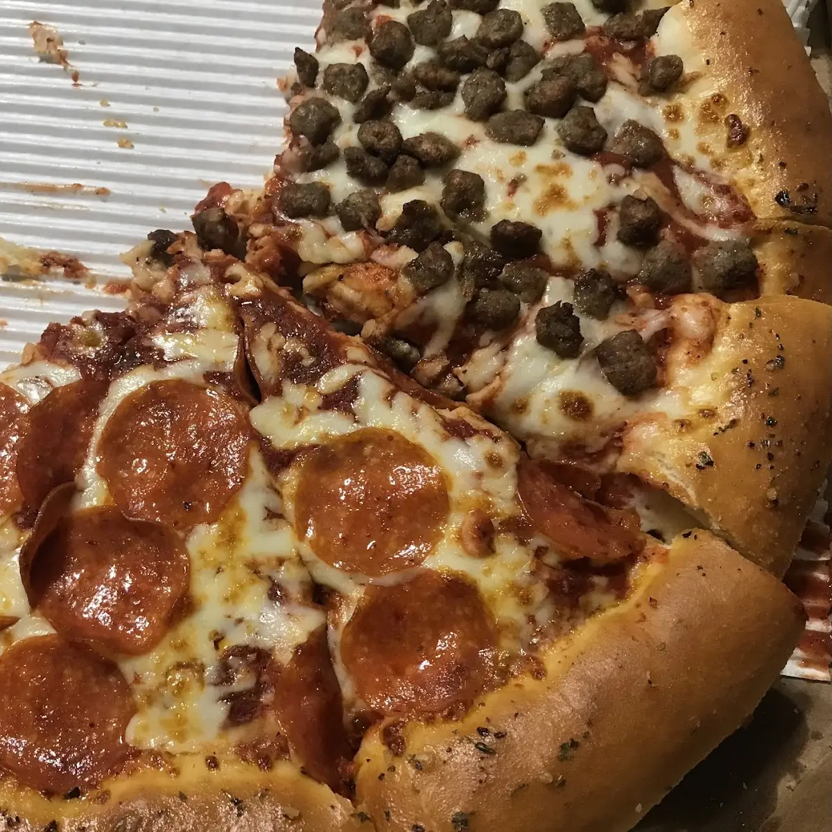Half Pepperoni and Half Sausage Pizza