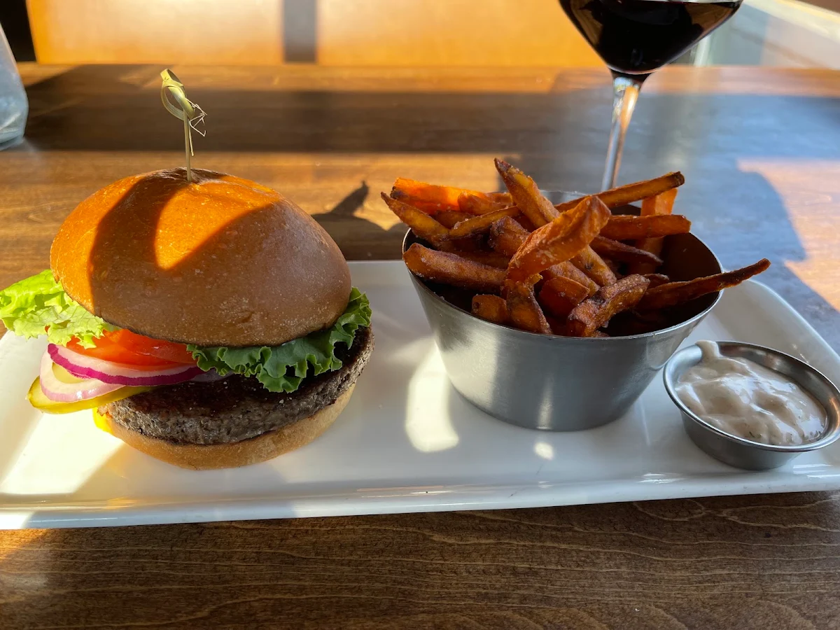 Veggie Burger and Yam Fries