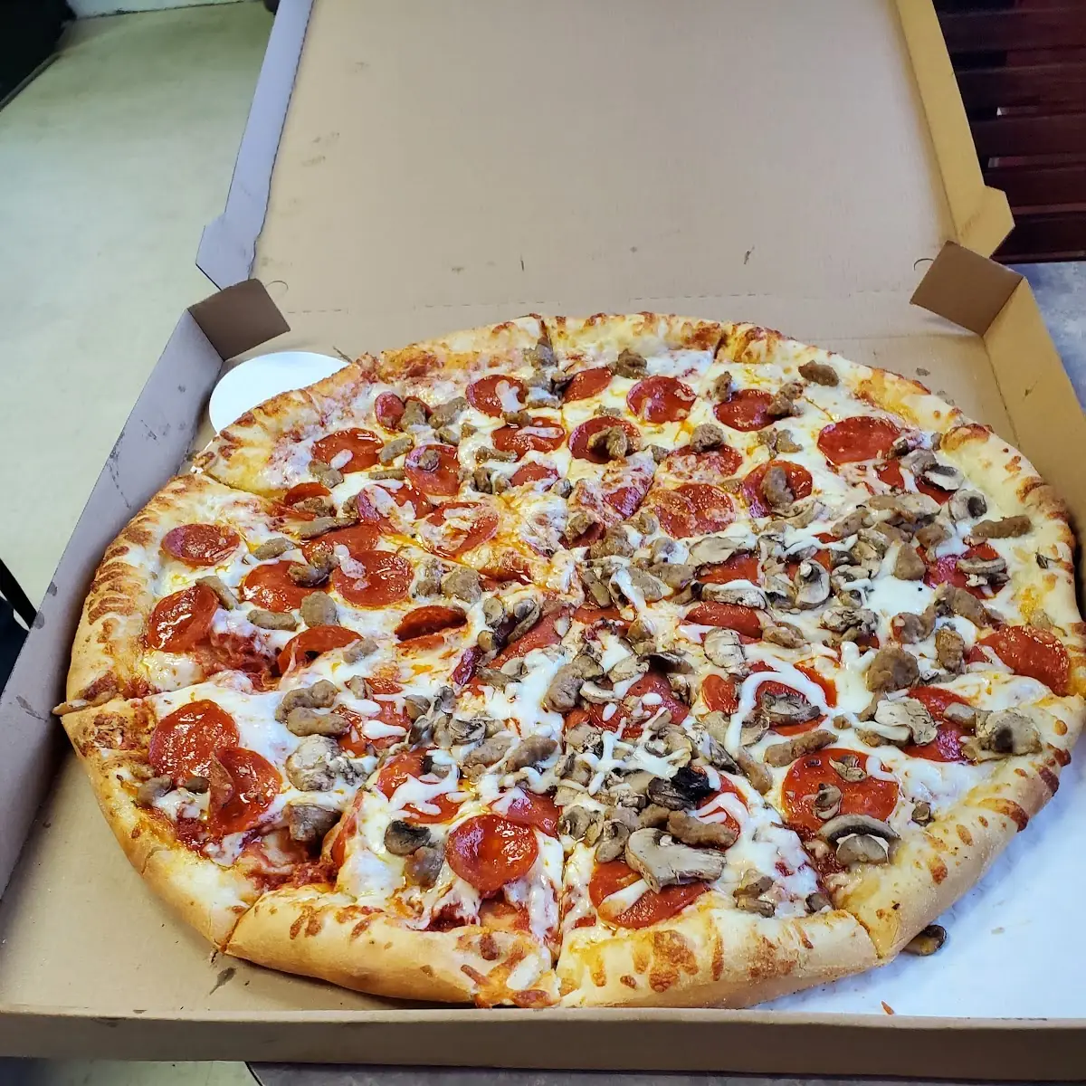 Pepperoni and Mushroom Pizza