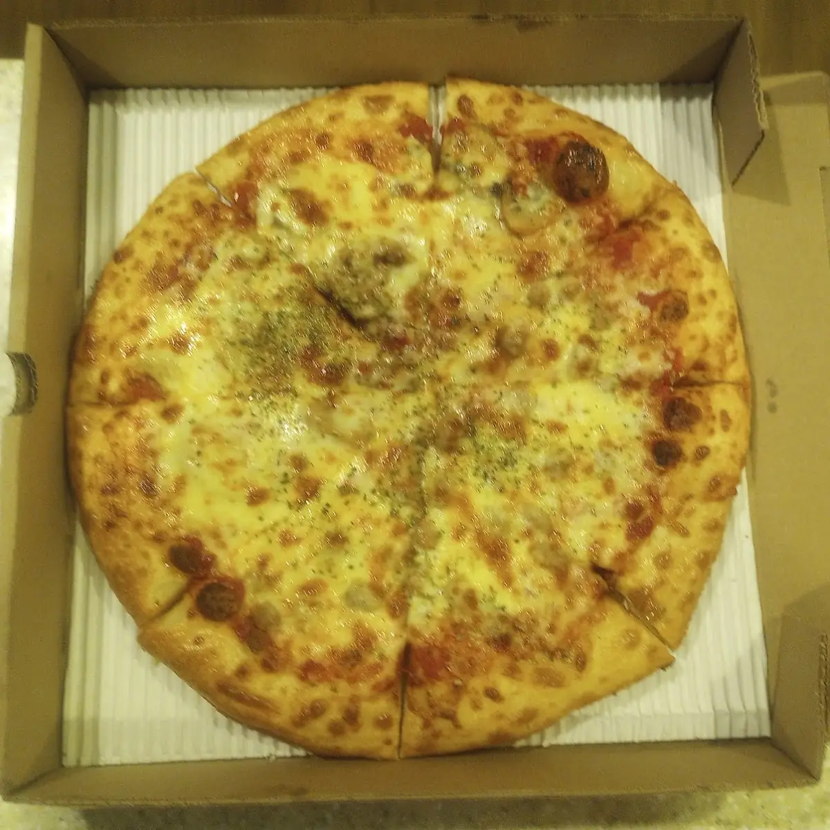 Half Mushroom Half Ground Beef Pizza