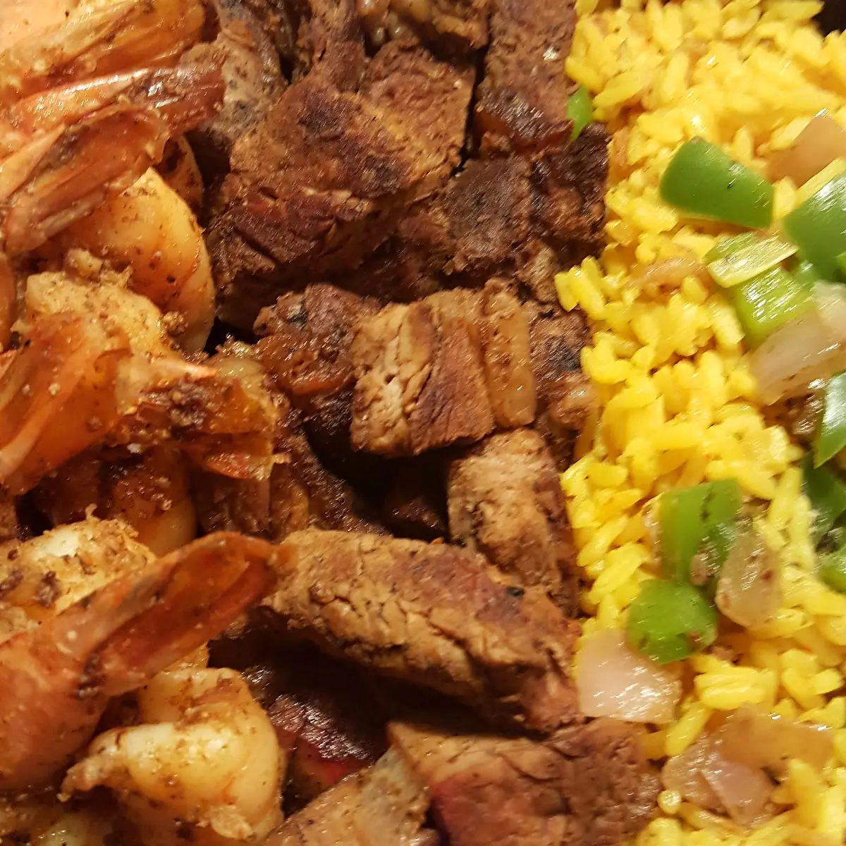 Shrimp Steak Rice Bowl