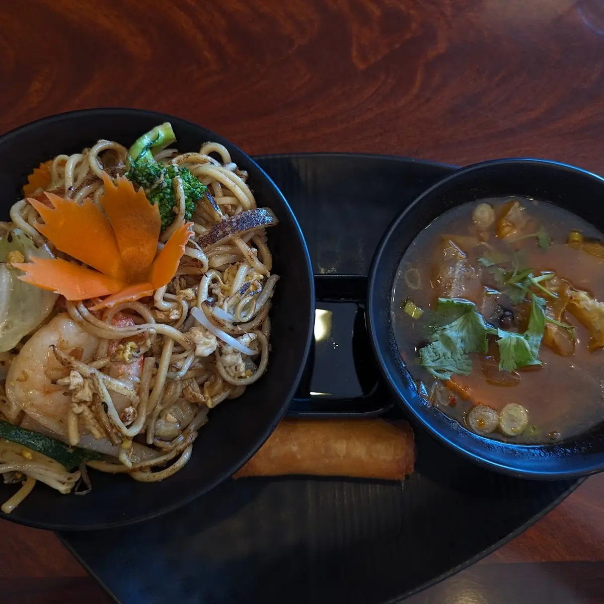 Chow Mein & Shrimp Lunch with Soup & Spring Roll