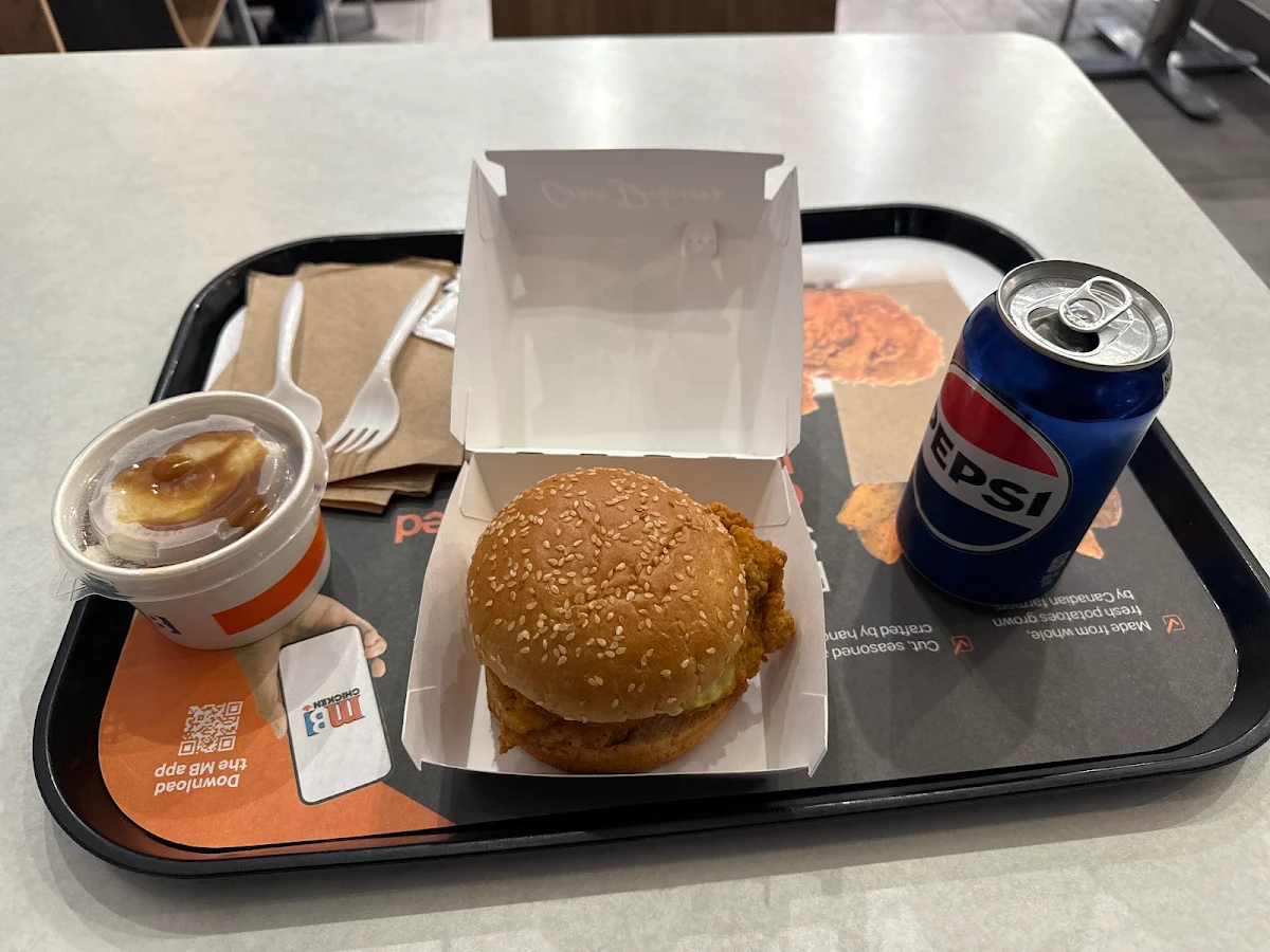 Mashed Potatoes and Gravy Spicy Chicken Burger Meal, Mary Brown's Chicken
