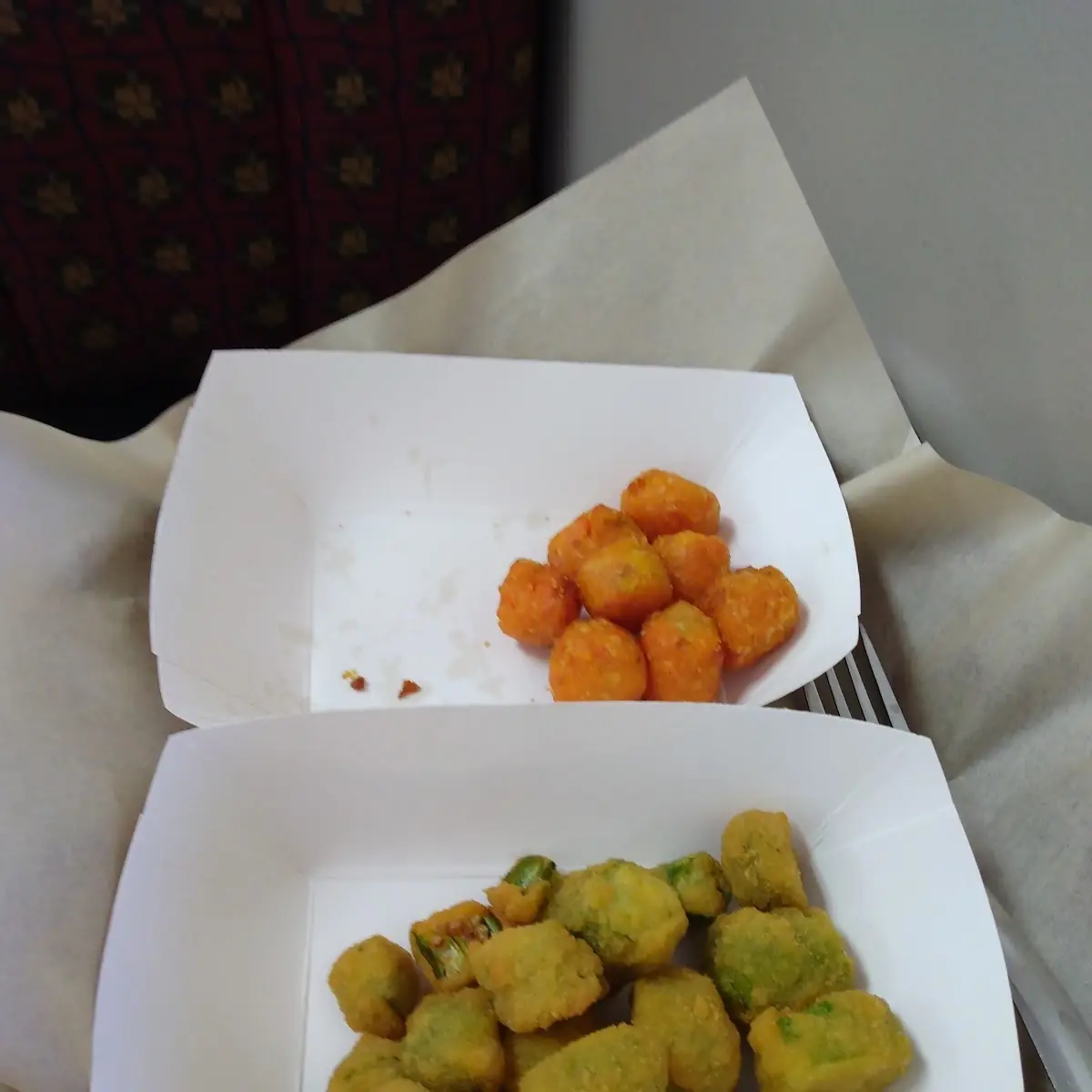 Sweet Potato Tots and Fried Okra