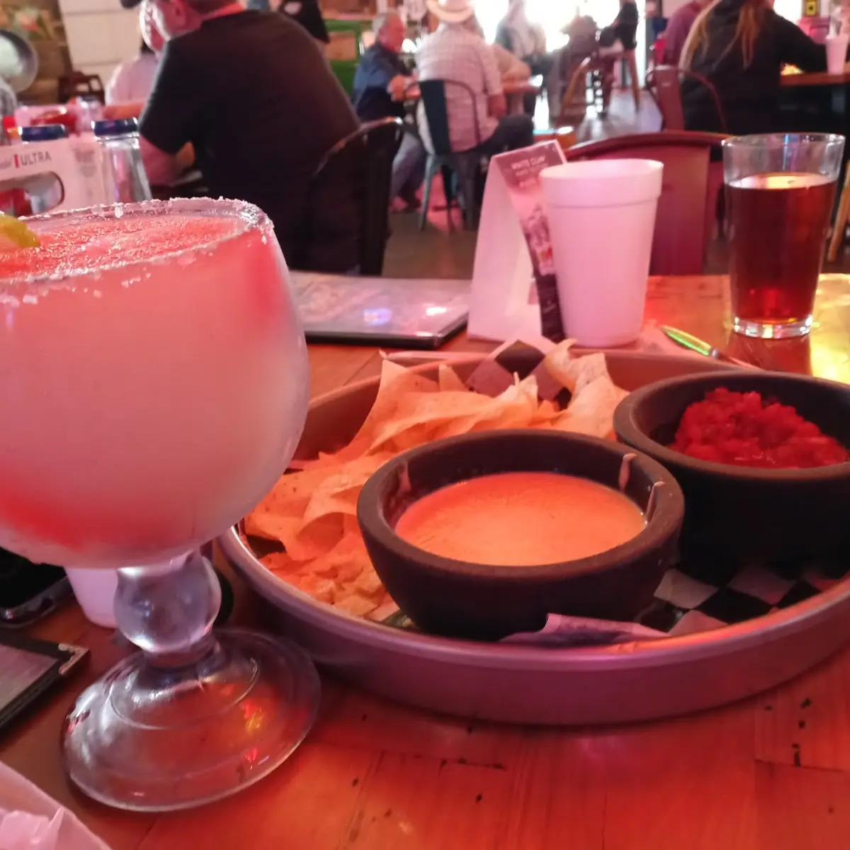 Chips and Salsa and Queso Dip