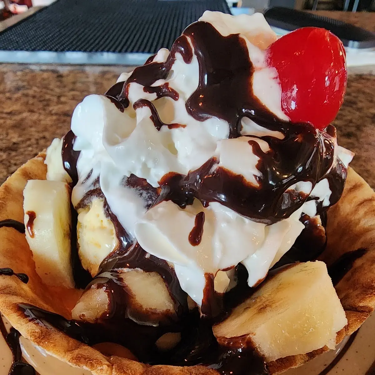 Waffle Cone Banana Split