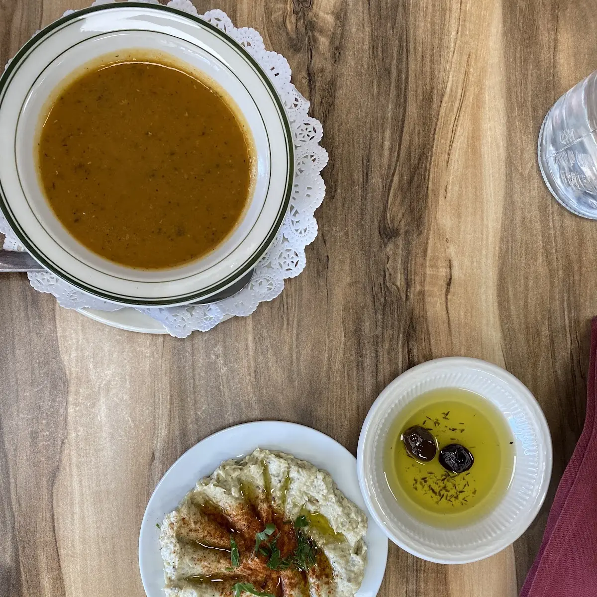 Lentil Soup Hummus Olive Oil