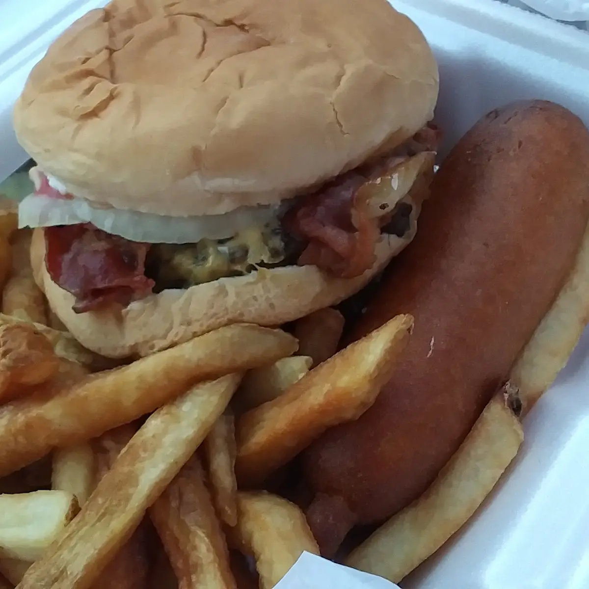 Double Cheeseburger with Fries && Corn Dog