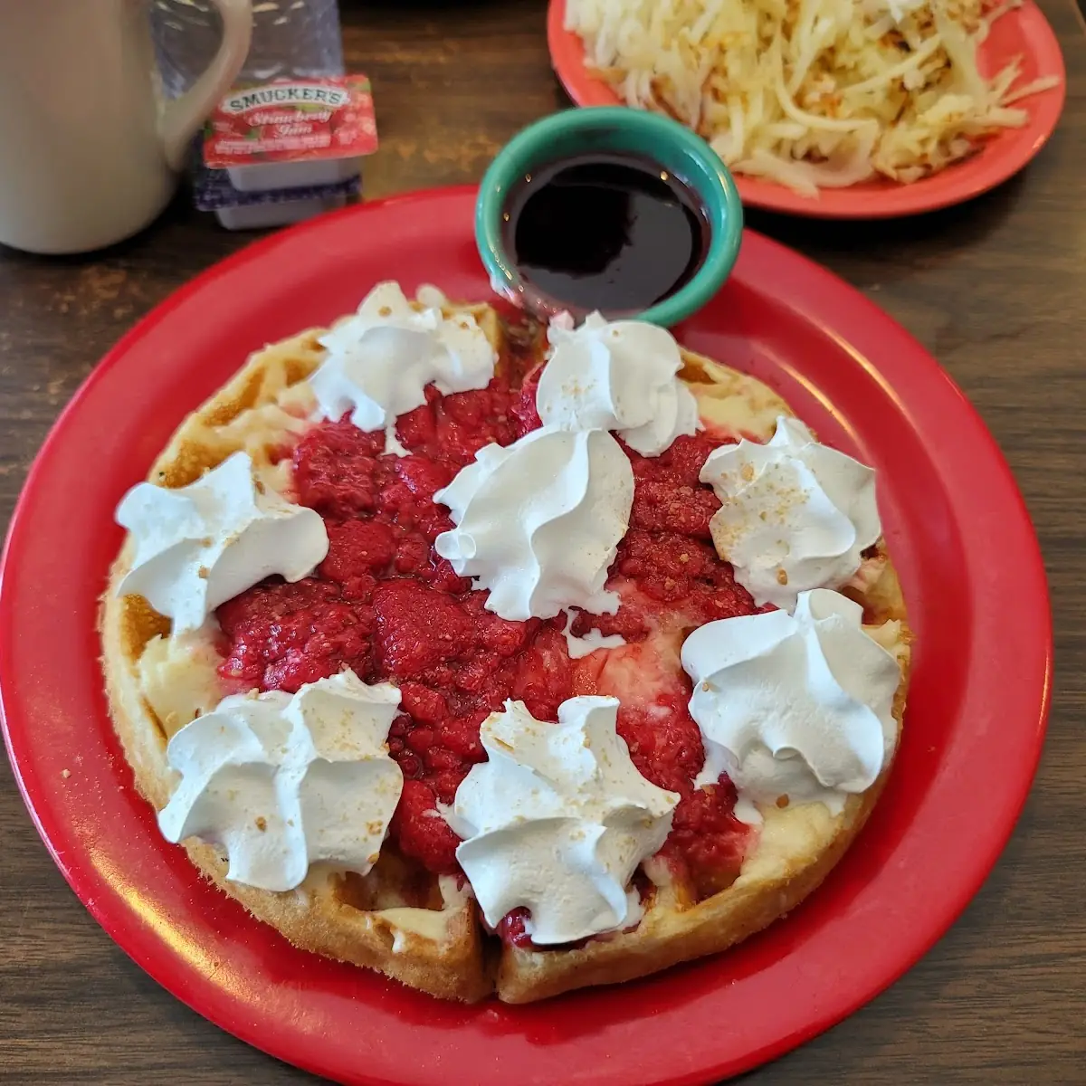 Cheese Cake Waffle with Strawberries