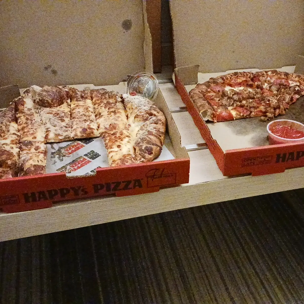 Meat Pizza and Cheesy Bread Sticks