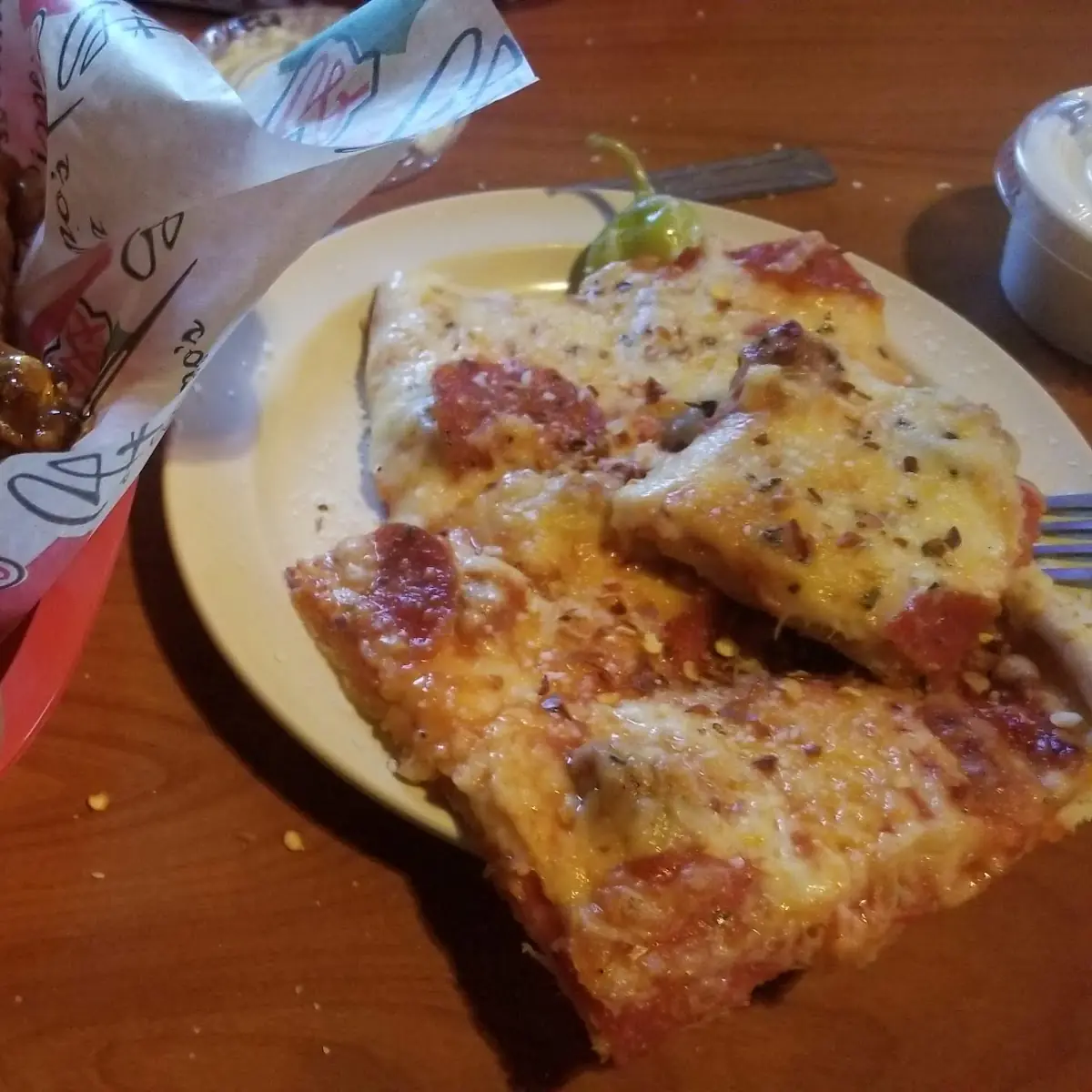 Hot Wings and Sausage & Pepperoni Pizza