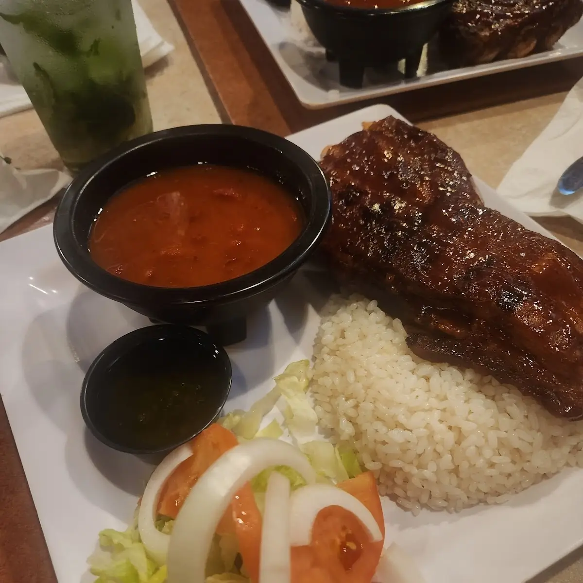 Ribs White Rice Beans and Salad