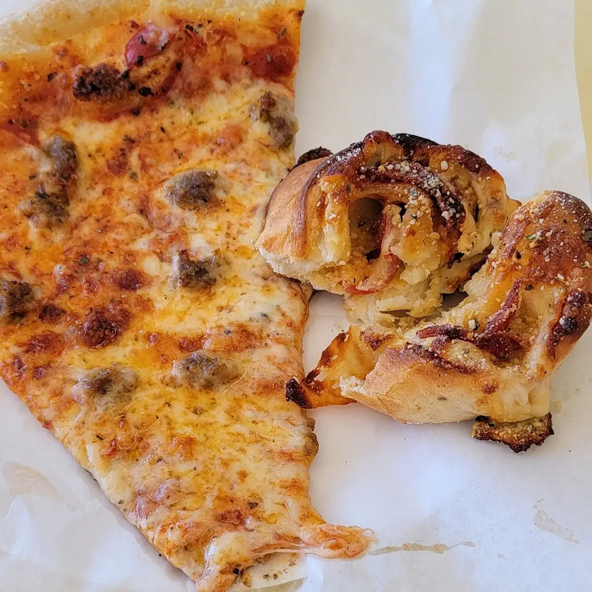 Sausage Pizza and Pepperoni Roll