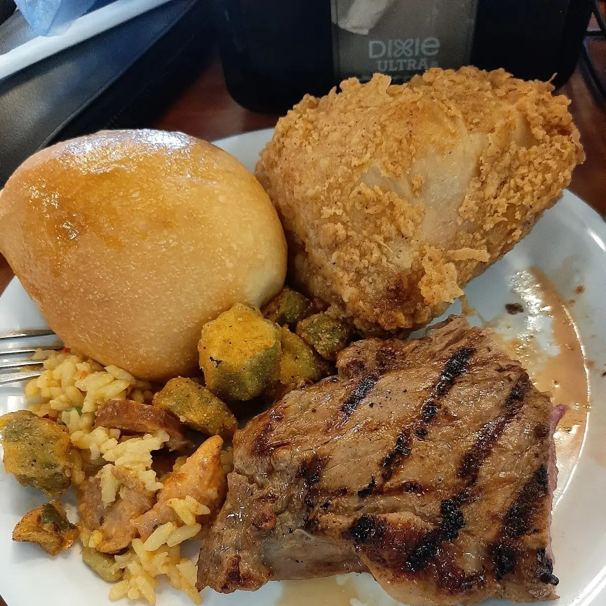Fried Chicken Fried Okra Yeast Roll