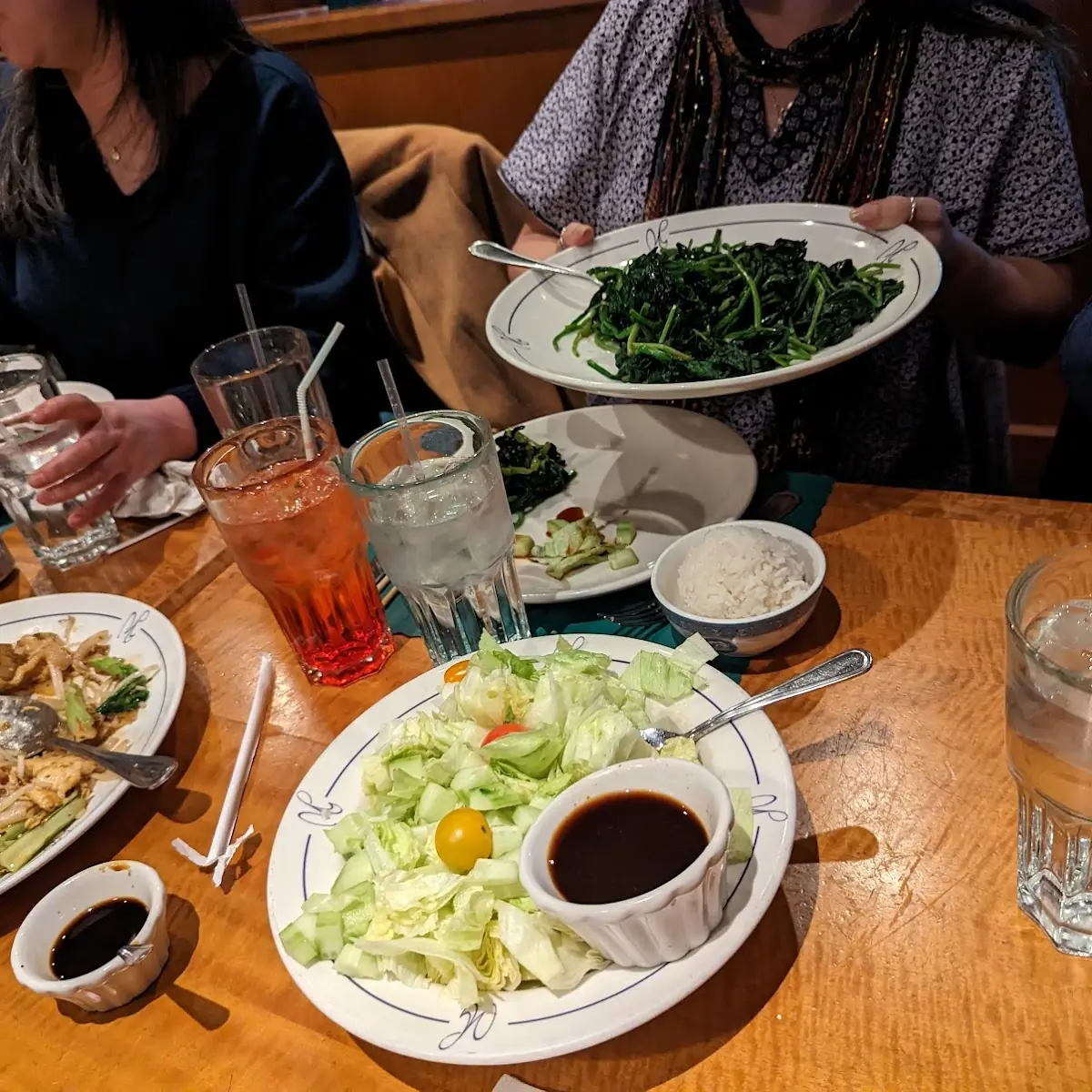 Cucumber Salad and Sauteed Spinach with Garlic