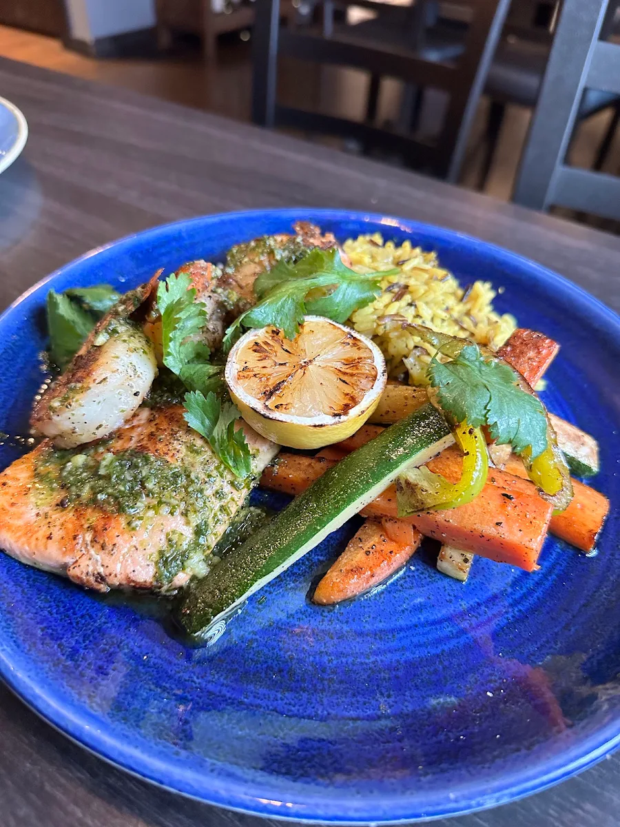 Halibut and Rice Platter